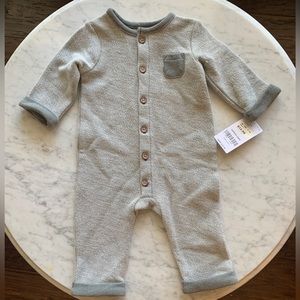 NWT Carter’s baby boy 3 months button-down Gray sweater romper